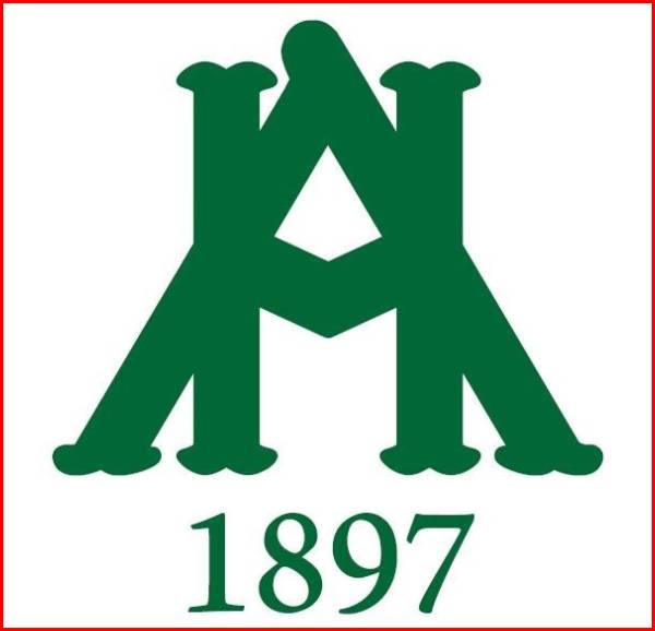 Green overlapping monogram logo with 1897
