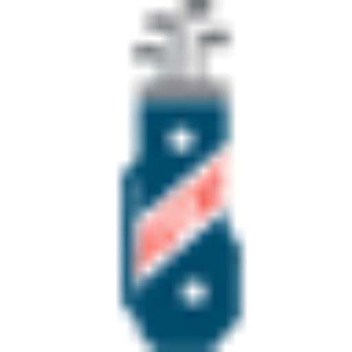 Blue spray can with red diagonal stripe